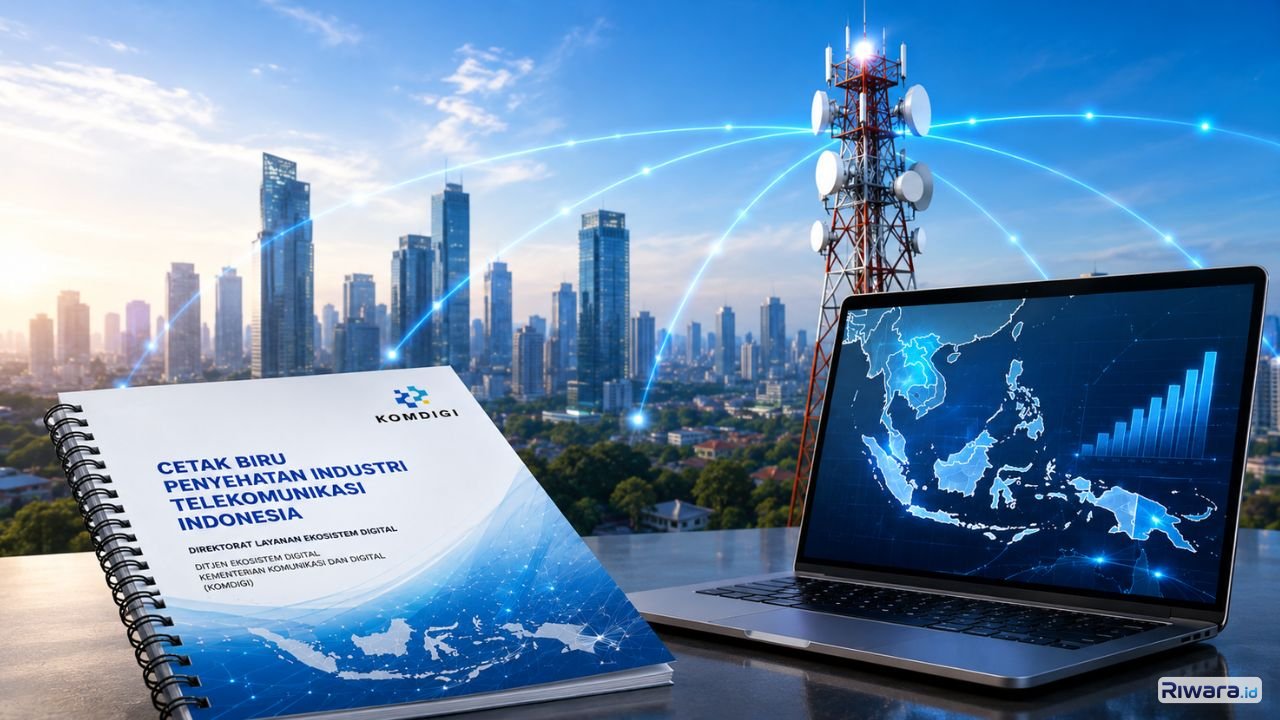 Ilustrasi blueprint Komdigi terkait kualitas internet Indonesia yang masih tertinggal dari Vietnam dan Thailand di kawasan ASEAN